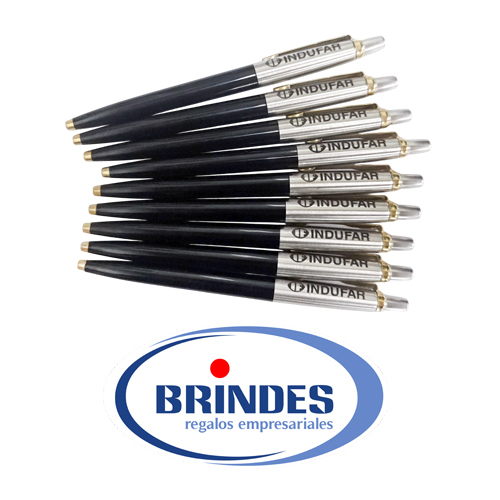 Boligrafo negro plateado con dorado